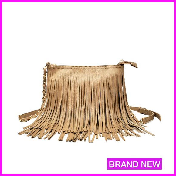 Fringe Crossbody Shoulder Bag Tassel Messenger Western Boho Chic Purse - Picture 1 of 7